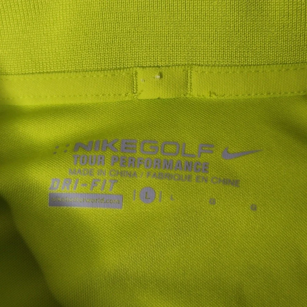 Nike Golf‎ Polo Shirt Men XL Lime Green Dri-FIT Short Sleeve Neon High Vis Solid